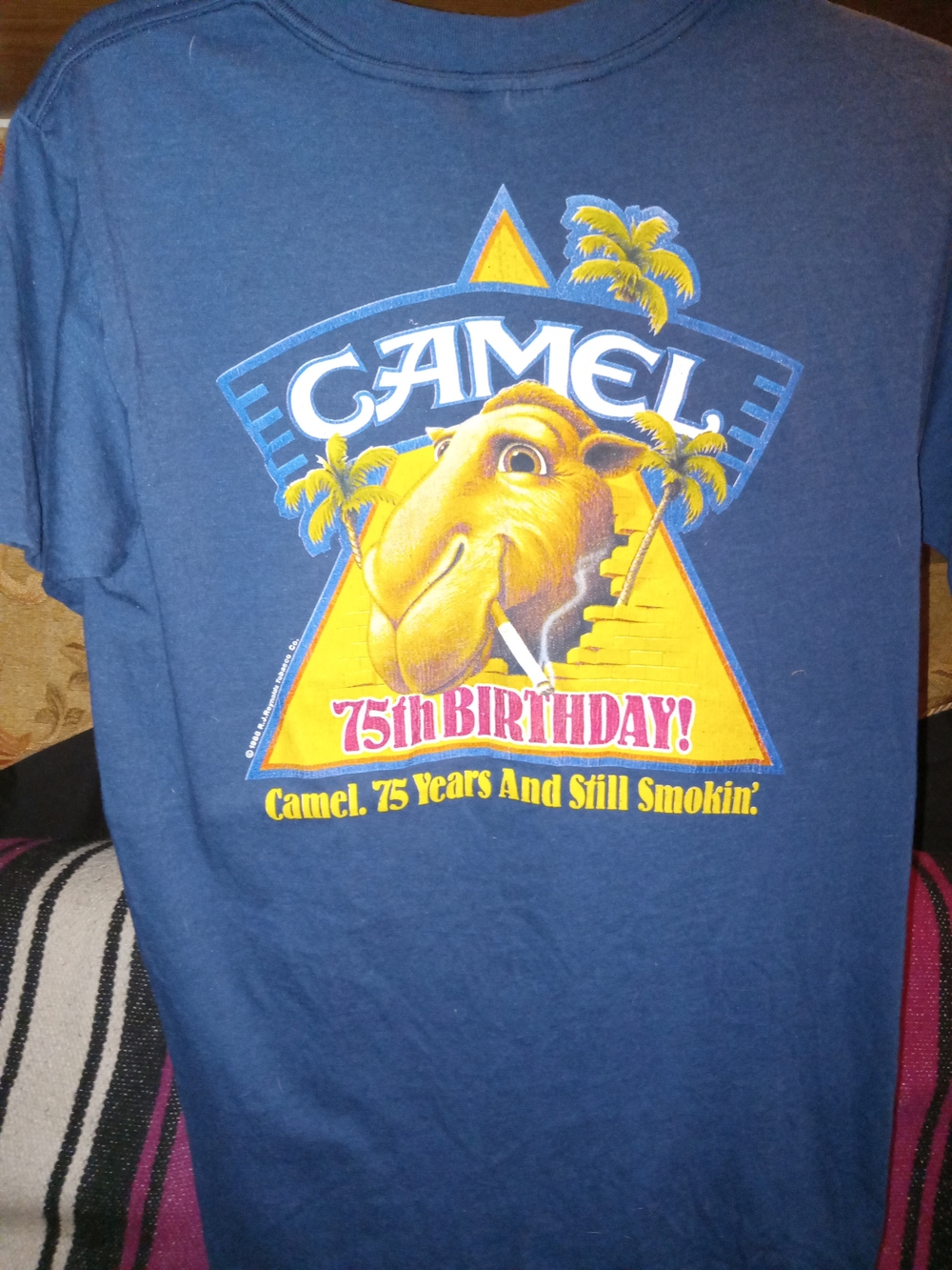 Camel 75th Birthday Graphic Tee - Navy with Yellow Camel Logo